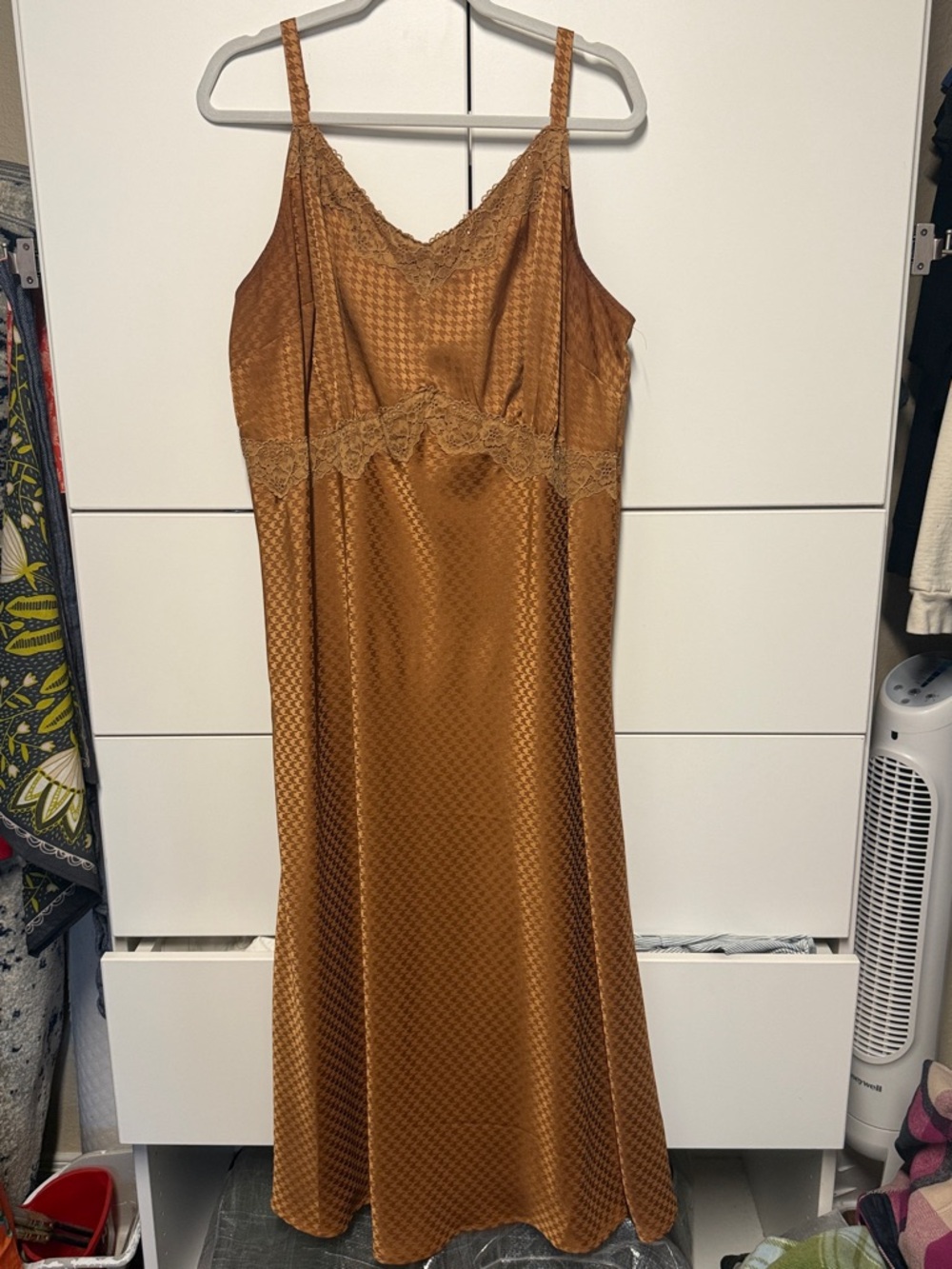torrid Copper Lace-Trim Satin Slip Dress